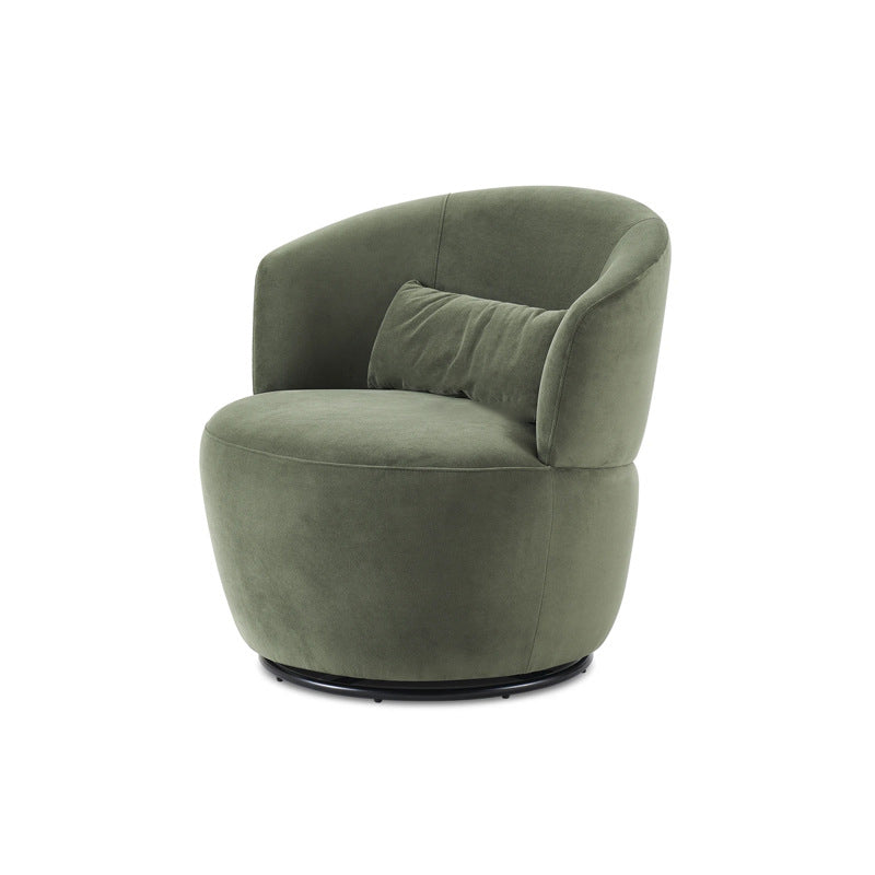 Modern Minimalist Round Cushion Lambswool Solid Wood Sponge Accent Chair Backrest Armrest For Living Room