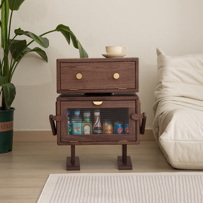 Table de nuit contemporaine pour enfants créative, robot, rectangulaire, cubique, en bois, pivotante, avec 2 armoires pour chambre à coucher 