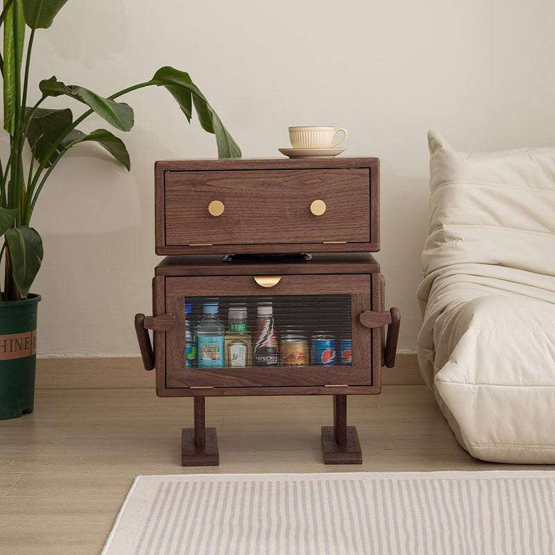 Table de nuit contemporaine pour enfants créative, robot, rectangulaire, cubique, en bois, pivotante, avec 2 armoires pour chambre à coucher 