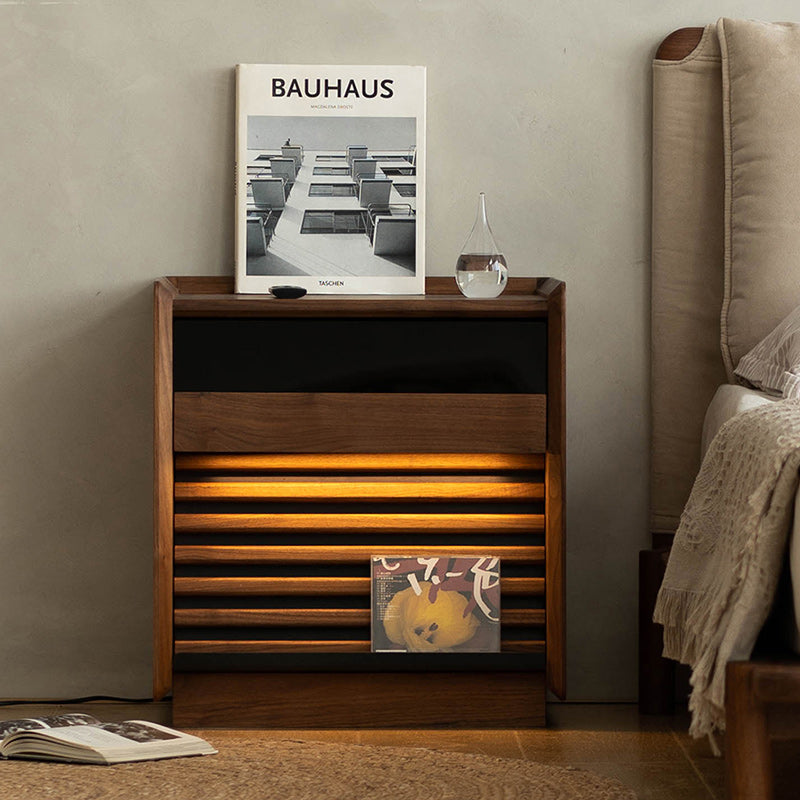 Table de nuit rectangulaire en bois nordique contemporain à 2 tiroirs pour chambre 