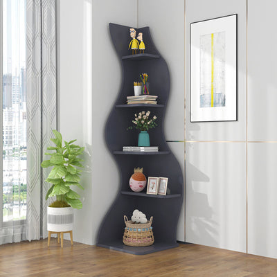 Contemporary Creative Seagrass-Shaped Particle Board Corner Cabinet With 5-Tier For Living Room
