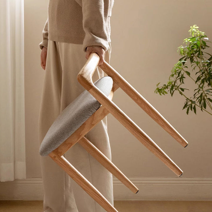 Tabouret de coiffeuse carré en lin et coton traditionnel japonais, sans dossier ni accoudoirs, pour chambre 
