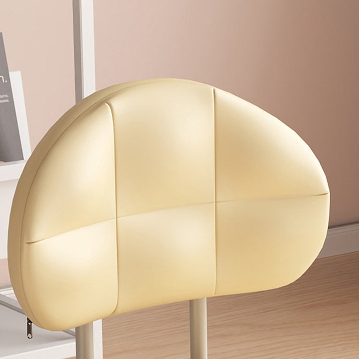 Moderner minimalistischer runder Kunstleder-Holz-Eisenstuhl Rückenlehne ohne Armlehnen für Wohnzimmer 