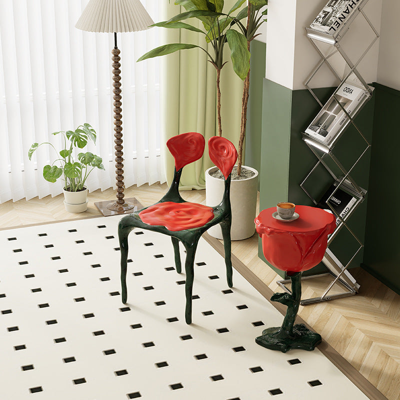 Moderner Art Deco Rose Square FRP Composite Esszimmerstuhl Rückenlehne ohne Armlehnen für Esszimmer 