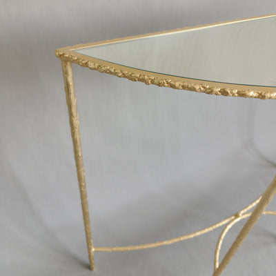 Modern Minimalist Curved Glass Iron Console Table 1-Tier For Entryways