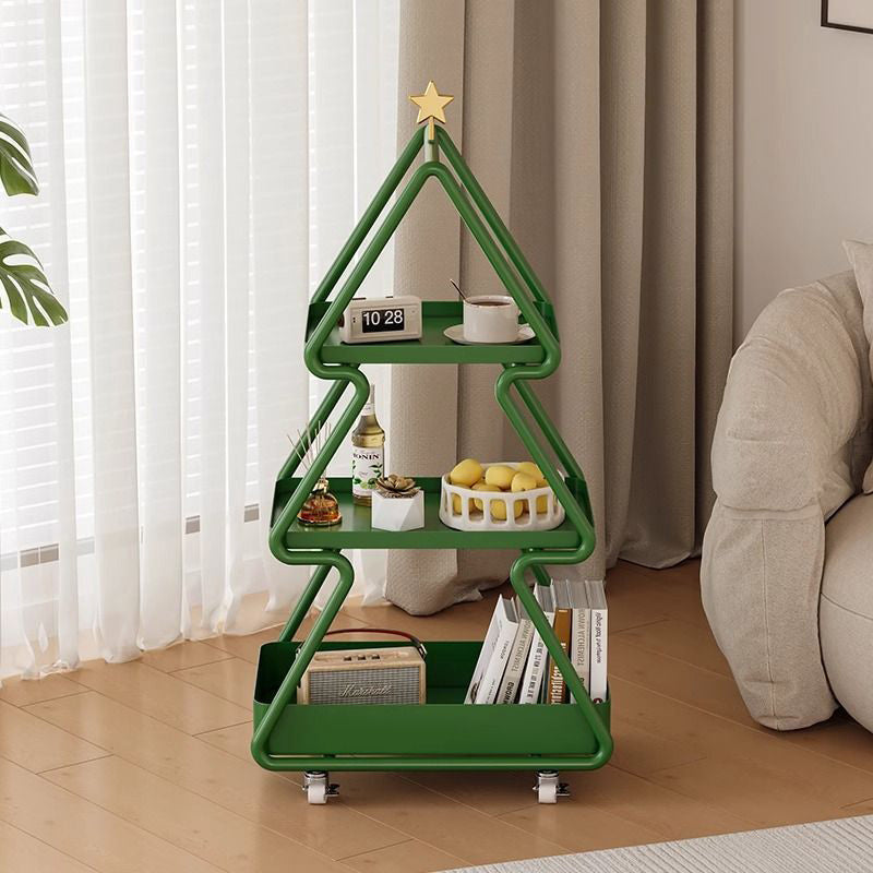 Modern Art Deco Removable Christmas Tree Glass Stainless Steel Side Table 3-Tier For Living Room