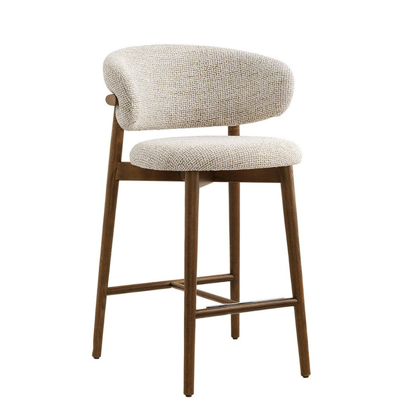 Modern Minimalist Ash Wood Fabric Rectangular Bar Stool Backrest Footrest For Kitchen