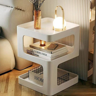 Table d'appoint carrée en fer minimaliste moderne à 3 niveaux pour salon 