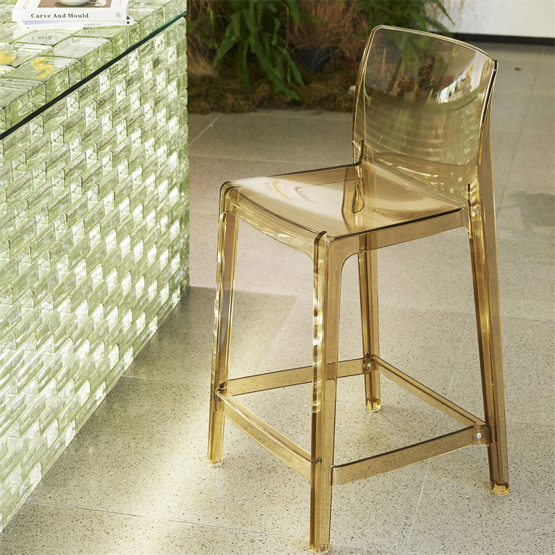 Modern Minimalist PC Rectangular Bar Stool Backrest Armless For Kitchen