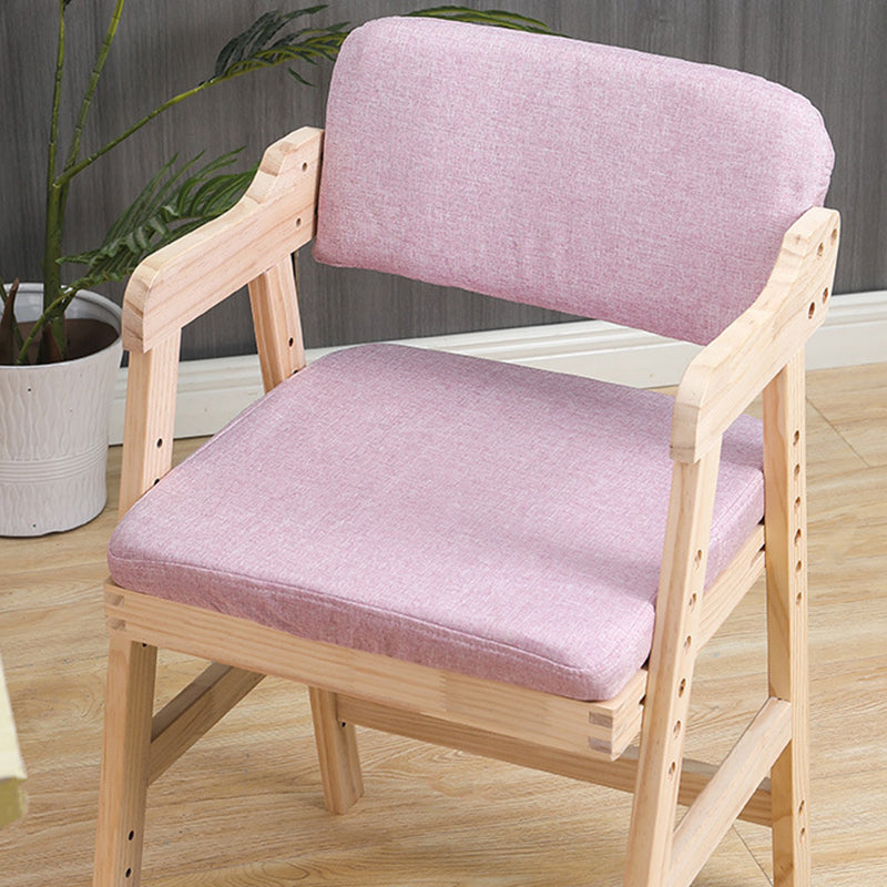 Modern Minimalist Adjustable Solid Pine Wood Cotton Linen Foam Sponge Kids Chair For Bedroom