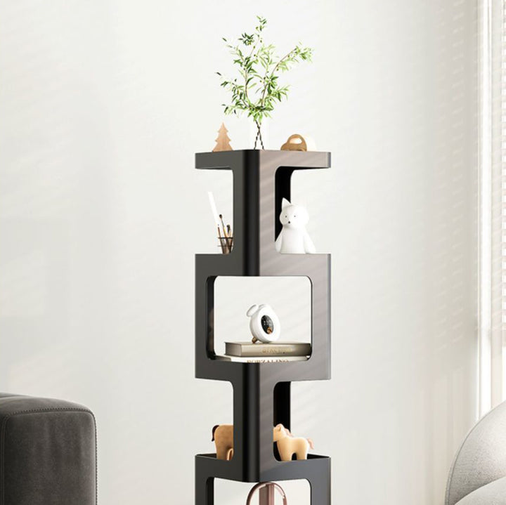 Étagère à livres carrée en fer rotative au design contemporain, à 4/5/6 niveaux, pour salon 