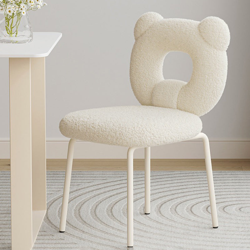 Contemporary Creative Square Iron Wool Vanity Stool Backrest Armless For Bedroom