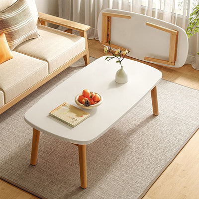 Modern Minimalist Rectangular Medium Density Fiberboard Solid Wood Coffee Table 1-Tier For Living Room