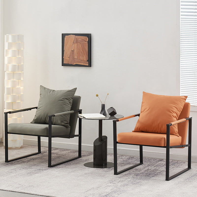 Contemporary Scandinavian Square Carbon Steel Nappa Leather Chair Backrest For Living Room