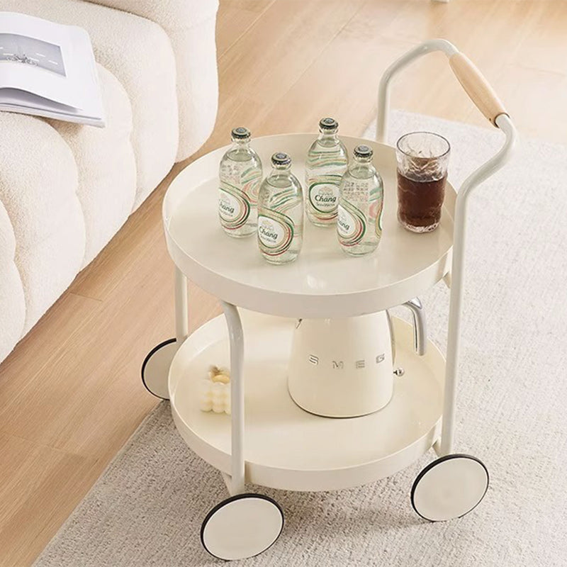 Moderner minimalistischer runder Acryl-Edelstahl-Beistelltisch mit 2 Ebenen für das Wohnzimmer 