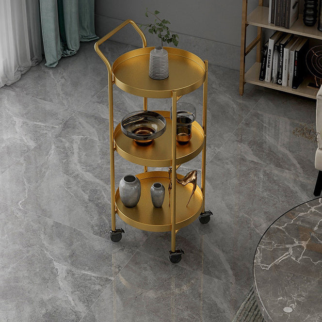 Contemporary Minimalist Round Iron Movable Side Table With Armrest 2/3-Tier For Living Room