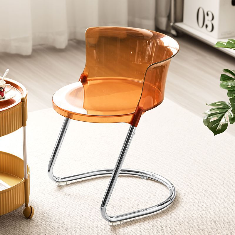 Modern Minimalist Curved PC Iron Dining Chair Backrest Armless For Dining Room