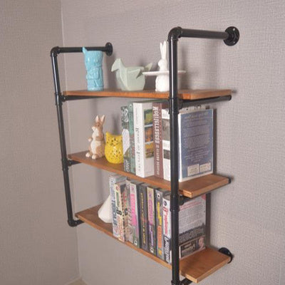 Modern Minimalist Rectangular Iron Zinc Solid Wood Bookshelves 2/3/4 Tier For Home Office