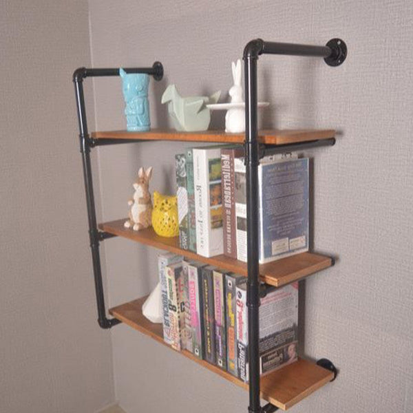 Modern Minimalist Rectangular Iron Zinc Solid Wood Bookshelves 2/3/4 Tier For Home Office