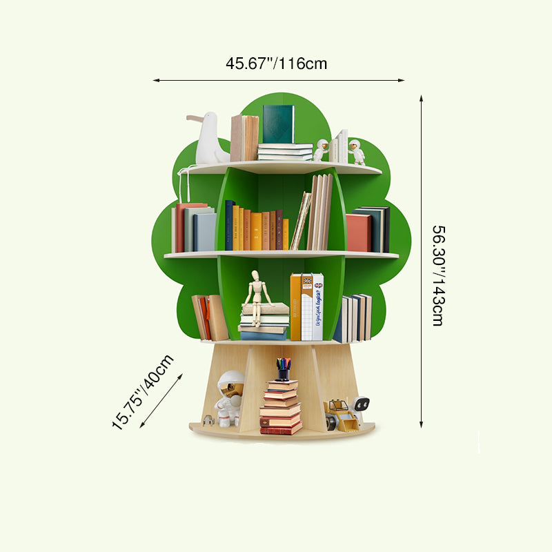 Contemporary Creative Plywood Tree-Shaped Kids Storage Shelf 4-Tier 10-Cubby For Bedroom &amp; Living Room