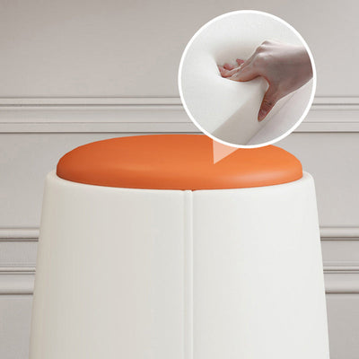 Taburete de tocador sin respaldo ni brazos, cilindro minimalista moderno, cuero Napa, madera maciza, hierro, para dormitorio 