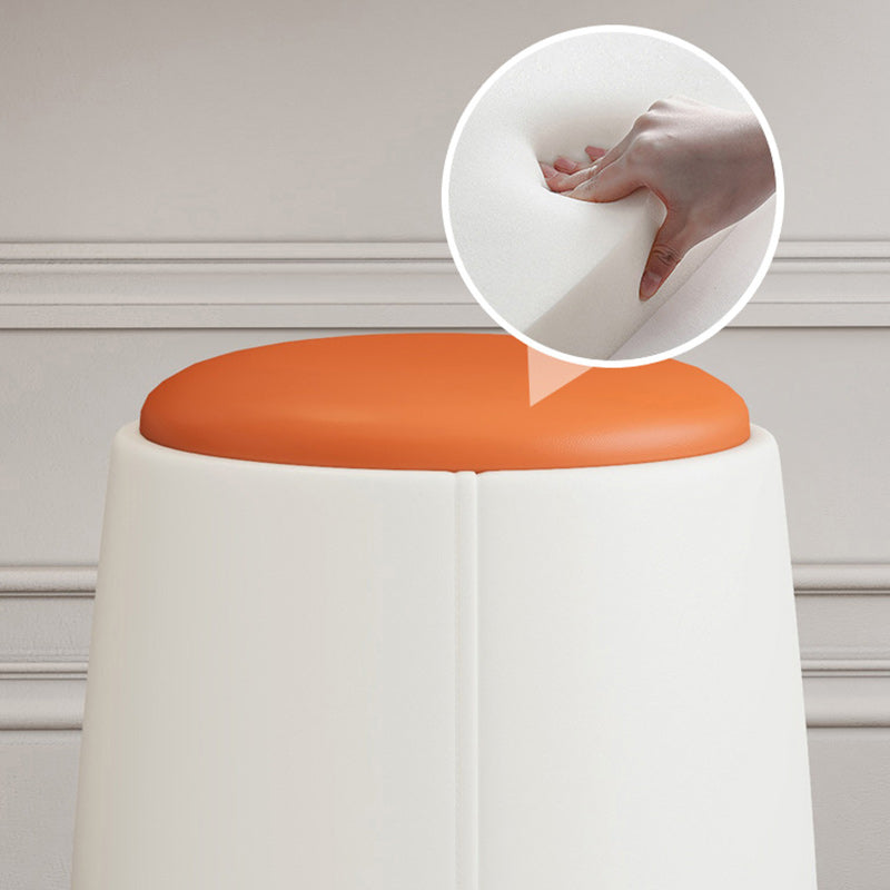 Taburete de tocador sin respaldo ni brazos, cilindro minimalista moderno, cuero Napa, madera maciza, hierro, para dormitorio 