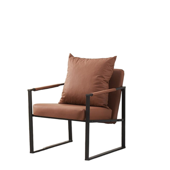 Dossier de chaise contemporain scandinave carré en acier au carbone et cuir synthétique Nappa pour salon 
