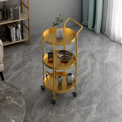 Contemporary Minimalist Round Iron Movable Side Table With Armrest 2/3-Tier For Living Room