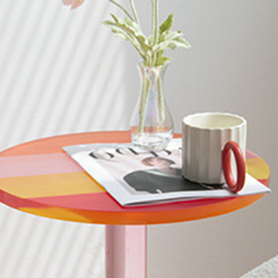Zeitgenössischer kreativer runder Marmorsäulen-Acryl-Beistelltisch 1-stufig für Wohnzimmer 