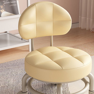 Modern Minimalist Round Artificial Leather Wood Iron Chair Backrest Armless For Living Room
