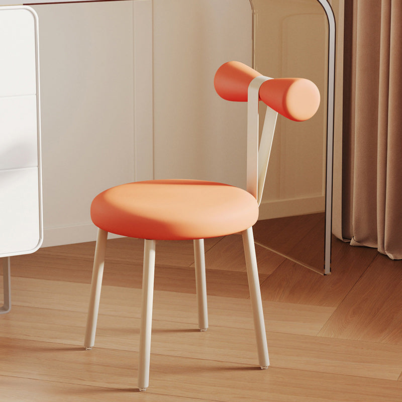 Tabouret de coiffeuse sans dossier en tissu rond crème Art Déco moderne en fer pour chambre 