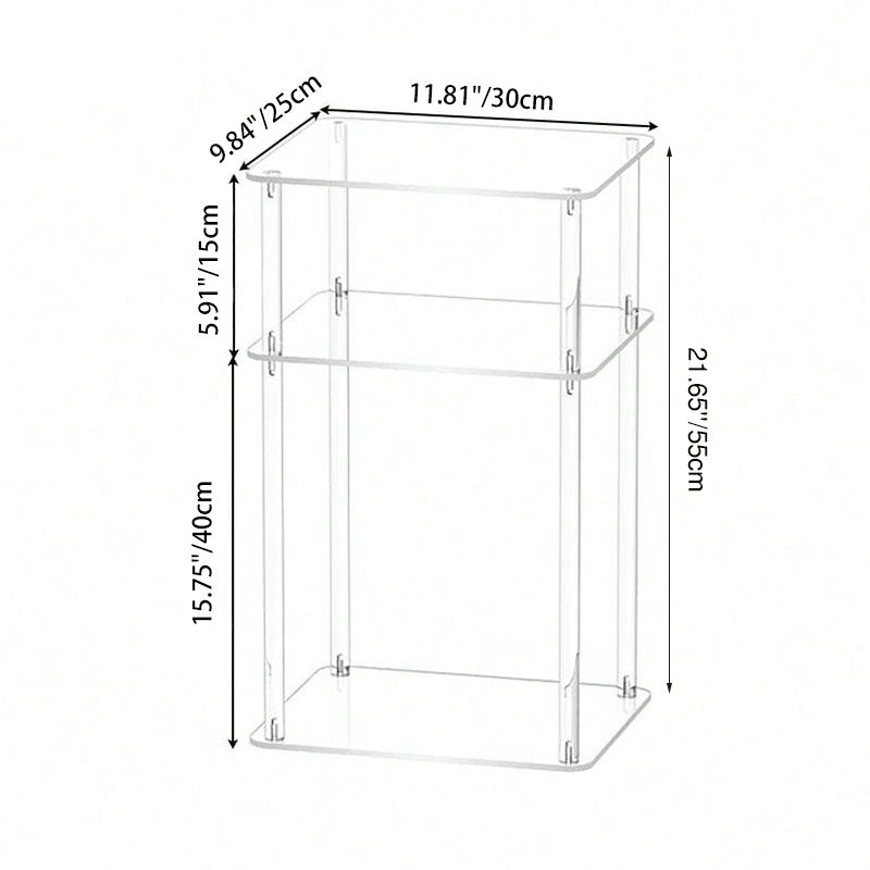 Modern Minimalist Clear Acrylic Side Table 3-Tier Storage For Living Room &amp; Bathroom