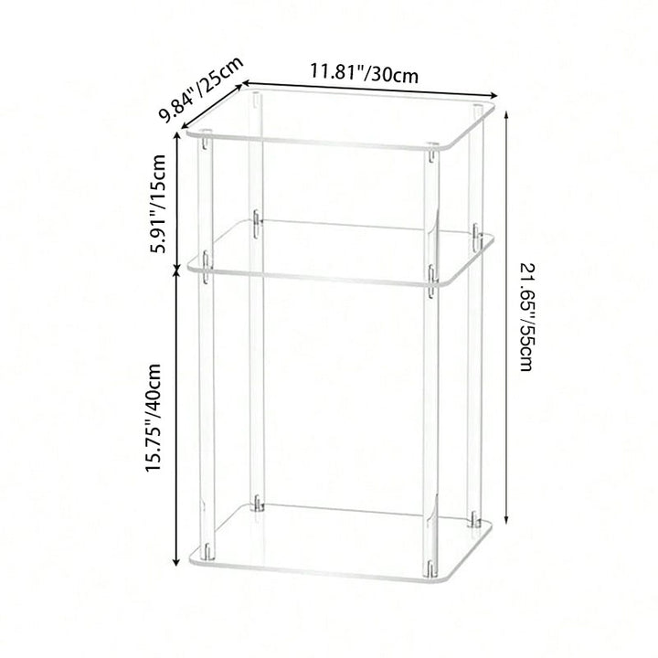 Modern Minimalist Clear Acrylic Side Table 3-Tier Storage For Living Room &amp; Bathroom