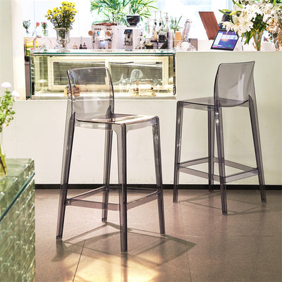 Modern Minimalist PC Rectangular Bar Stool Backrest Armless For Kitchen