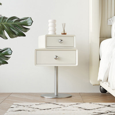 Table de nuit contemporaine créative carrée orb rotative empilable en bois et acier à 2 tiroirs pour chambre 