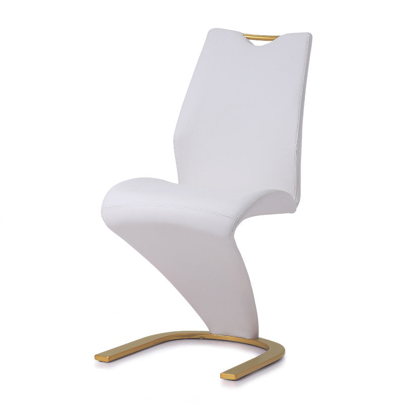 Moderner minimalistischer U-förmiger Rahmen Rechteck PU-Leder Titan Gold Silberbeschichteter Esszimmerstuhl Rückenlehne ohne Armlehnen für Esszimmer 