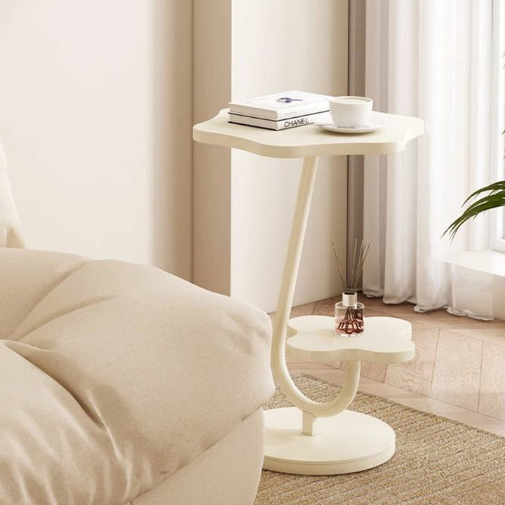 Moderner minimalistischer runder Blumen-Beistelltisch aus massivem Holz und Edelstahl mit 2 Ebenen für das Wohnzimmer 