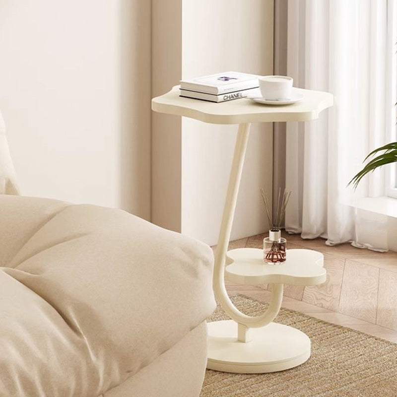 Moderner minimalistischer runder Blumen-Beistelltisch aus massivem Holz und Edelstahl mit 2 Ebenen für das Wohnzimmer 