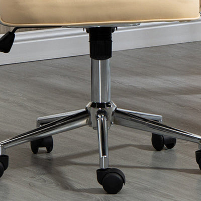 Zeitgenössischer nordischer quadratischer Leder-Metall-Schreibtischstuhl mit Rückenlehne und Armlehne für das Home Office 