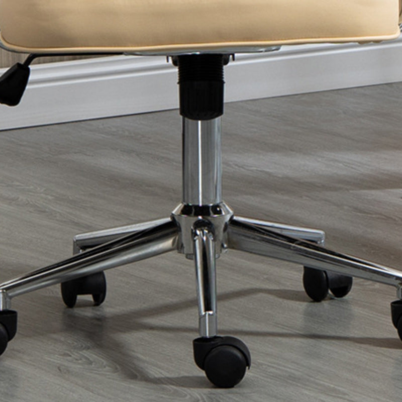 Zeitgenössischer nordischer quadratischer Leder-Metall-Schreibtischstuhl mit Rückenlehne und Armlehne für das Home Office 