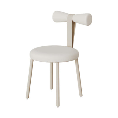 Tabouret de coiffeuse sans dossier en tissu rond crème Art Déco moderne en fer pour chambre 
