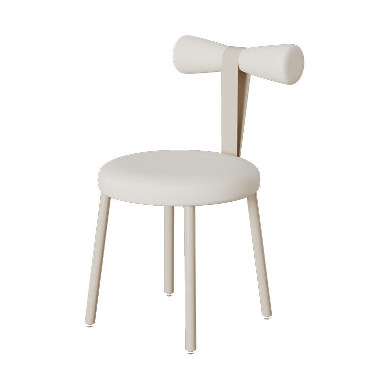 Tabouret de coiffeuse sans dossier en tissu rond crème Art Déco moderne en fer pour chambre 