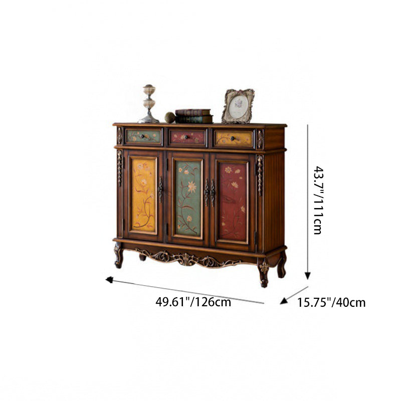 Traditional Vintage Rectangular Solid Wood Medium Density Fiberboard Shoe Storage 2-Cabinet For Entryways