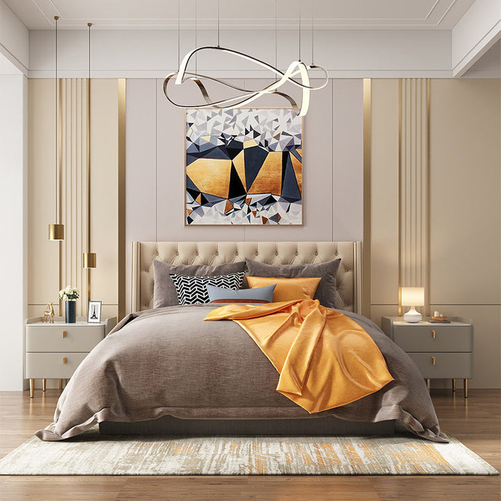 Table de chevet moderne minimaliste carré en cuir microfibre bois massif plaque de roche alliage acier carbone 2 tiroirs pour chambre 