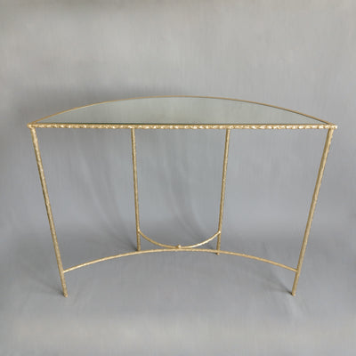 Modern Minimalist Curved Glass Iron Console Table 1-Tier For Entryways