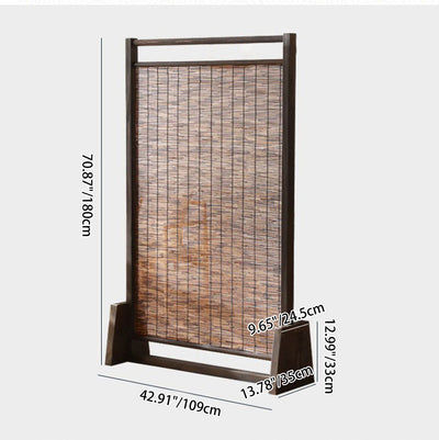 Traditional Chinese Rectangular Pine Wood Solid Wood Reed Room Divider For Living Room