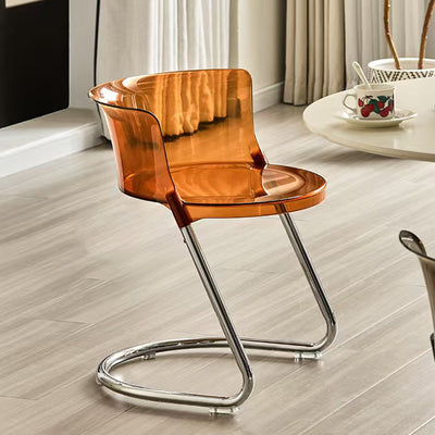 Modern Minimalist Curved PC Iron Dining Chair Backrest Armless For Dining Room