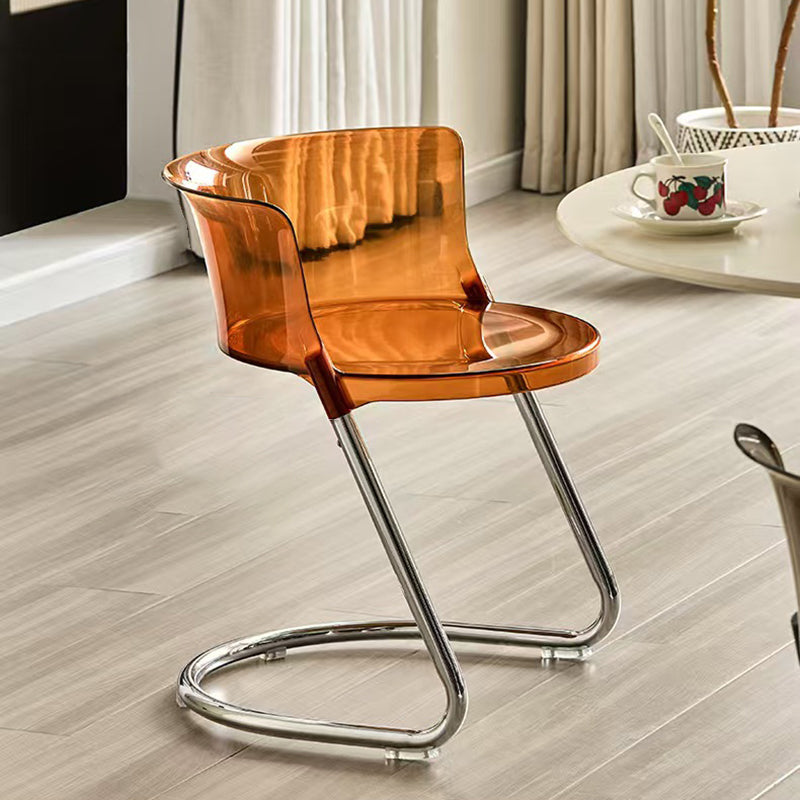 Modern Minimalist Curved PC Iron Dining Chair Backrest Armless For Dining Room