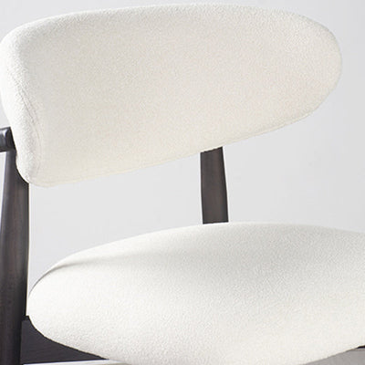 Tabouret de bar moderne minimaliste rond en velours rembourré avec dossier incurvé en bois massif pour salle à manger 