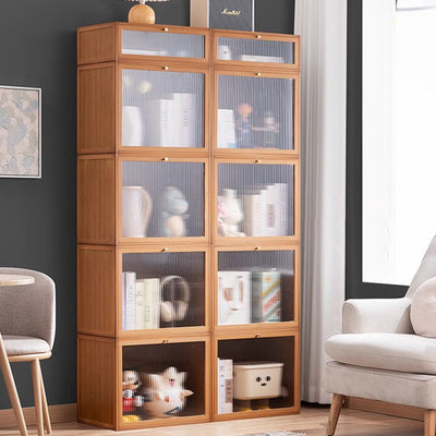 Modern Minimalist Rectangular Acrylic Bamboo Composite Board Bookshelves 1-Cabinet For Living Room